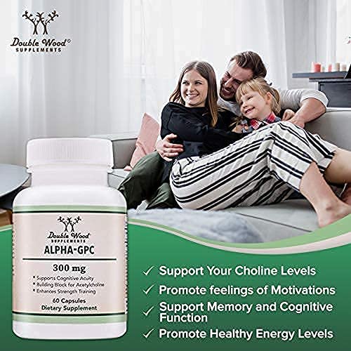 Alpha GPC Choline 600mg Capsules - Brain Support Supplement for Focus, Memory Double Wood SupplementsUS supplements