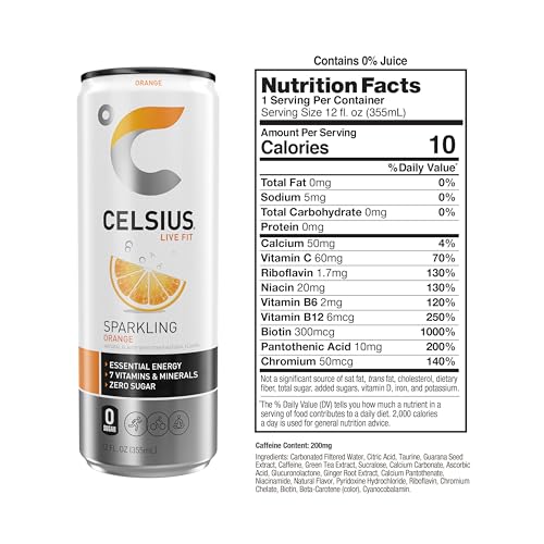 CELSIUS Sparkling Orange, Functional Essential Energy Drink 12 Fl Oz (Pack of 12) CELSIUSUS supplements