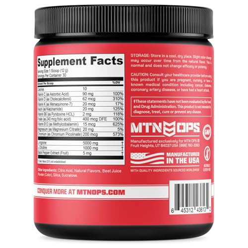 MTN OPS Enduro Nitric Oxide Supplement & Stim-Free Pre Workout - 30 Servings MTN OPSAu supplements