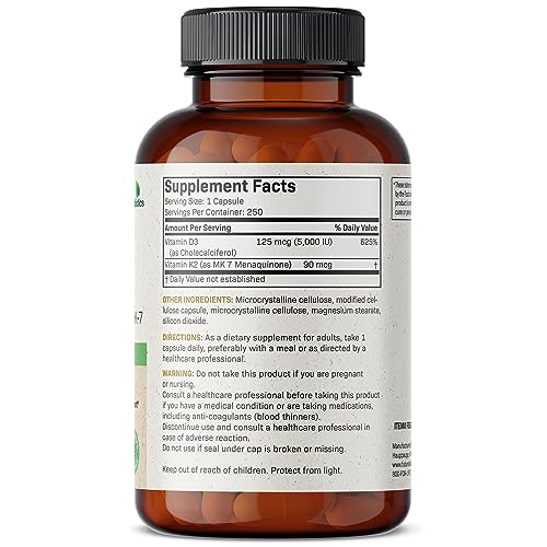Futurebiotics Vitamin K2 (MK7) with D3 Supplement - Non-GMO Formula - 5000 IU Vitamin FuturebioticsUS supplements