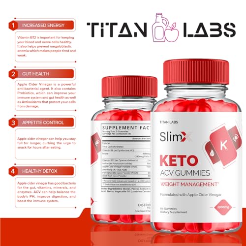 (2 Pack) SlimX Keto ACV Gummies, SlimX Keto ACV Advanced Weight Loss 1000MG Apple Titan LabsAu supplements
