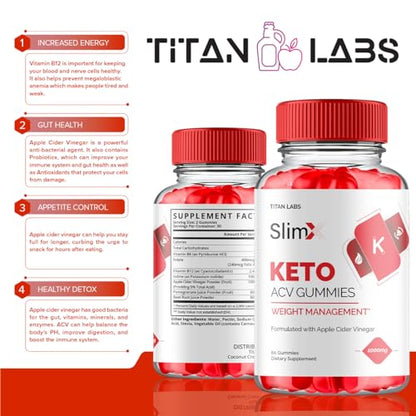 (3 Pack) SlimX Keto ACV Gummies, SlimX Keto ACV Advanced Weight Loss 1000MG Apple Titan LabsUS supplements