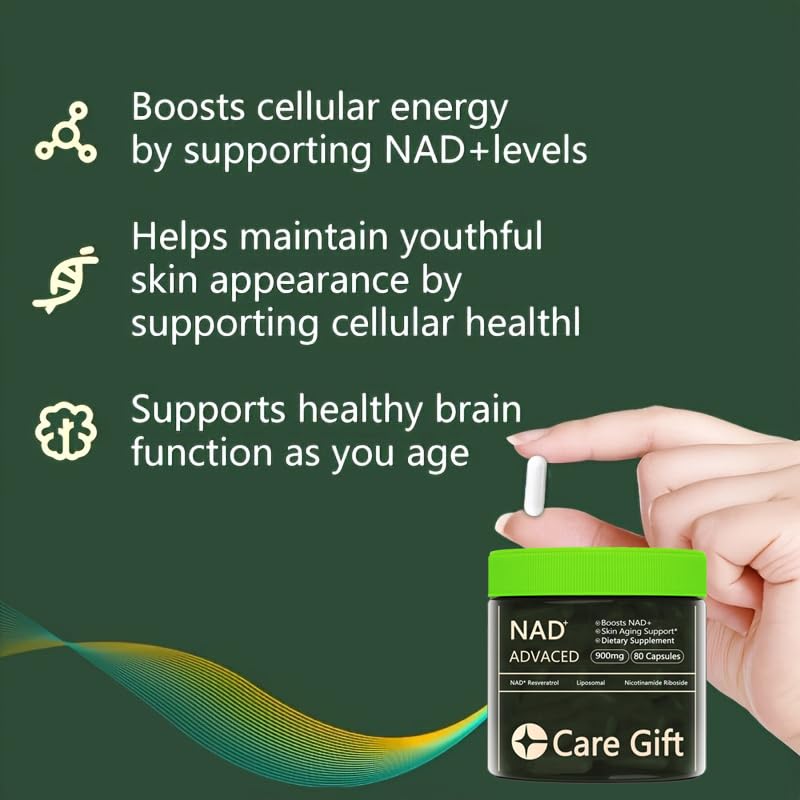 CARE GIFT NAD Supplement, NAD Nicotinamide Riboside Resveratrol 900mg - Liposomal NAD Supplements for Women & Men,NMNH Supplement Alternative for Energy, Focus, Anti-Aging (1 Pack) CARE GIFTAu supplements