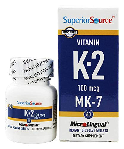 Superior Source Vitamin K2 MK-7 (Menaquinone-7), 100 mcg, Quick Dissolve MicroLignual Superior SourceUS supplements