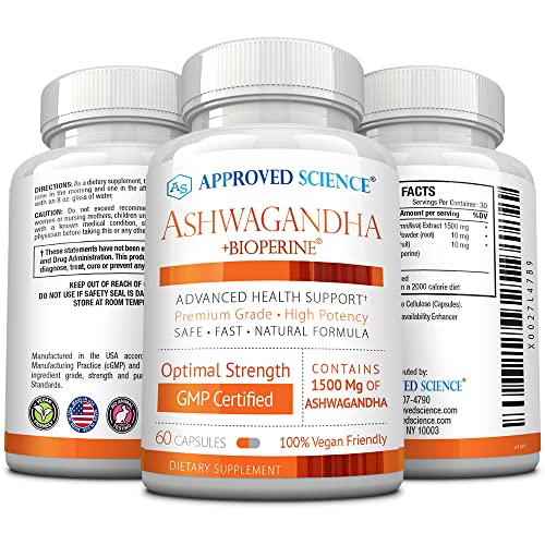 Approved Science® Ashwagandha 1500mg with Bioperine® and Ginger- Alleviate Sleepless Approved ScienceUS supplements