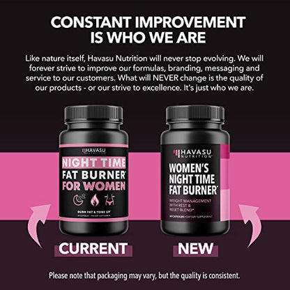 HAVASU NUTRITION Night Time Fat Burner Weight Loss Pills for Women | Appetite Suppressant for Weight Loss (+ Vitamin D, 60 Count) HAVASU NUTRITIONUS supplements