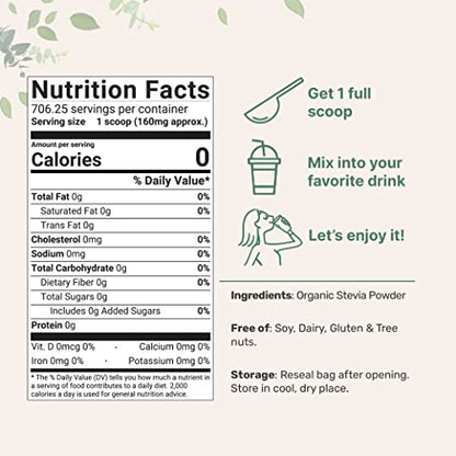 Pure Organic Stevia Powder, 4 Ounces, 706 Serving, Highest Grade Stevia Green Micro IngredientsUS supplements