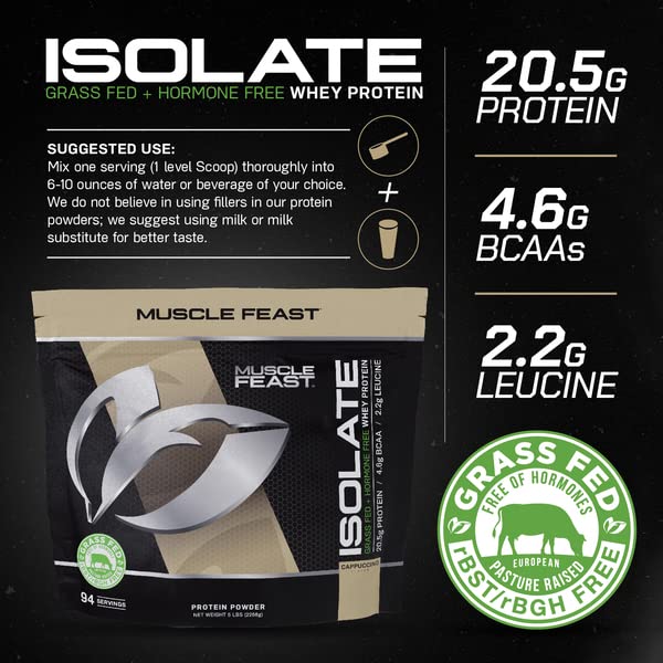 Muscle Feast Grass-Fed Whey Protein Isolate, All Natural Hormone Free Pasture Raised Muscle FeastUS supplements