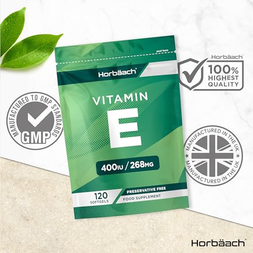 Vitamin E Capsules 400iu | 120 Count | High Strength Vitamin E as DL-a-Tocopheryl HorbäachUS supplements