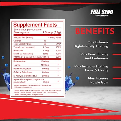 FULL SEND Pre Workout Powder with Beta Alanine, Preworkout Energy Supplement FULL SENDAu supplements