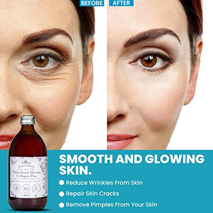 VitaZam Marine Collagen Liquid 10000mg with Hyaluronic Acid, Hydrolysed Peptide, Biotin for Hair, Skin, Nails, Joint, and Muscles, 500 ml VitaZamUS supplements