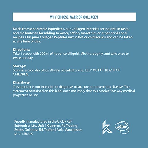 Warrior Collagen Peptides - Collagen Powder - 180g - Made from Premium Bovine Hydrolysed Collagen WarriorAu supplements