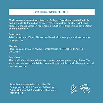 Warrior Collagen Peptides - Collagen Powder - 180g - Made from Premium Bovine Hydrolysed Collagen WarriorUS supplements