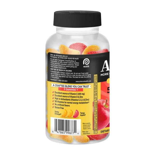 Airborne 400mg Vitamin C Gummies for Adults & Children, Immune Essentials Daily Immune Support Supplement with Vitamins C & E - Orchard Fruit Flavor, 132 Gummies (Pack of 2) AirborneAu supplements