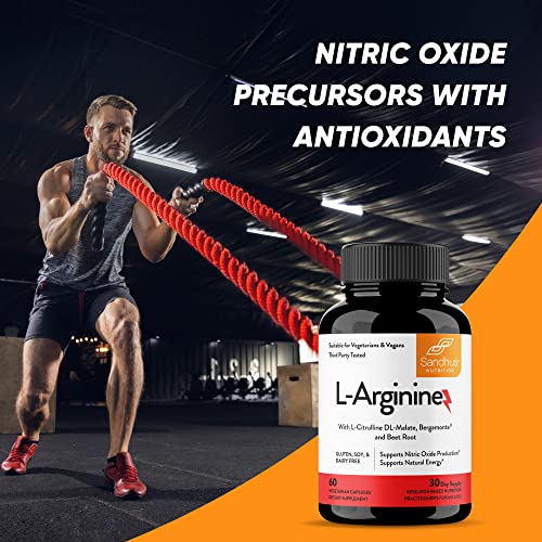 Sandhu's L-Arginine with Nitric Oxide Precursor | Made in The USA| 30 Days Supply Sandhu'sUS supplements