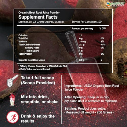 Beet Juice Powder Organic - Cold Pressed - 20:1 Concentrate - Concentrated Beet Root Nautical ElementsUS supplements