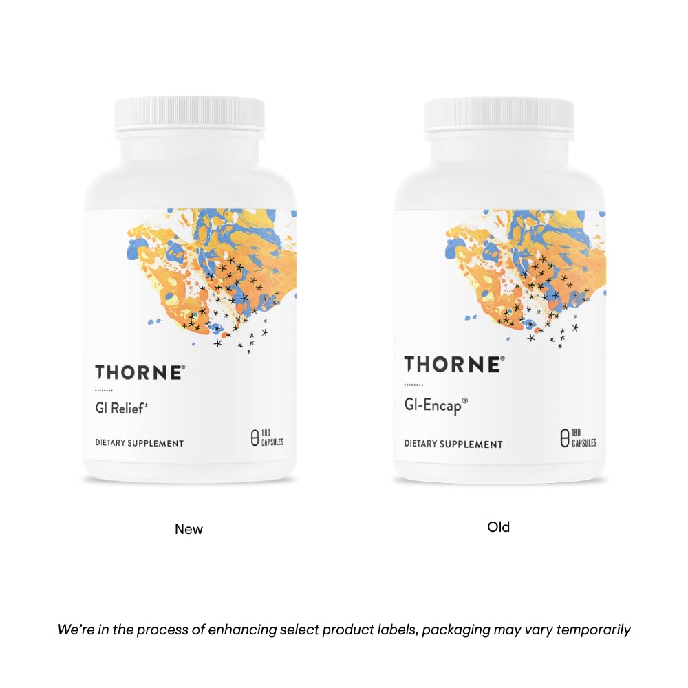 Thorne GI Relief - Digestion Supplement Supports Gut Health & Bloating Relief - Made with Marshmallow Root Extract & Digestive Enzymes - 180 Capsules - 90 Servings ThorneUS supplements