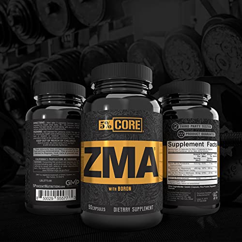 5% Nutrition Core ZMA (with Boron) | Promotes Recovery by Restoring Levels of Zinc, Magnesium & Vitamin B-6 (90 Capsules) 5% NutritionAu supplements