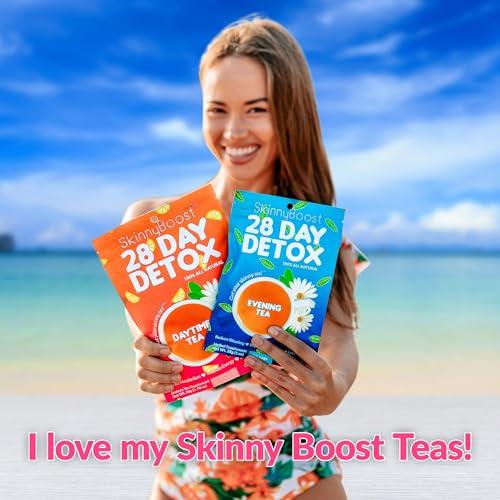 SkinnyBoost 28 Day Detox Tea Kit-1 Daytime (28 Bags) 1 Evening (14 Bags) Non GMO SkinnyBoostUS supplements
