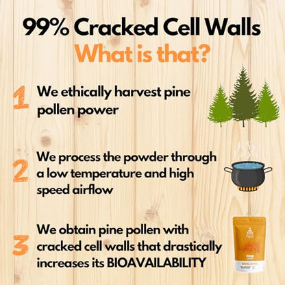 HYBRID HERBS - PINE POLLEN | 99% Cracked Cell Wall Powder | Highly Bioavailable Hybrid HerbsUS supplements