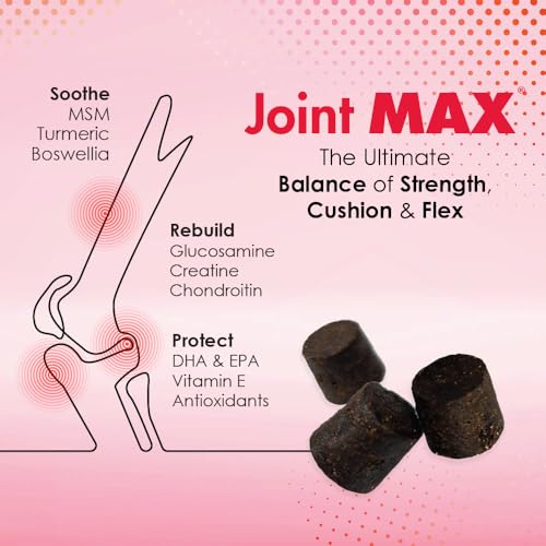 Joint Max TS Joint Supplement Vet Formulated Pain & Inflammation Relief Treats Hip Dysplasia & Arthritis, Glucosamine, Chondroitin, Turmeric, MSM, HA, Creatine, Omega 3 EPA + DHA.120 Soft Chews Joint MaxAu supplements