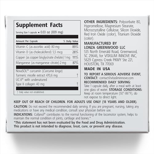 Innovation in The Care of Healthy Joints – Liquid Formula in a Double Capsule. 3D Collagen + Micelle Extract of Turmeric Roots 1 Capsule/Day. Laboratory Tested CollanolAu supplements