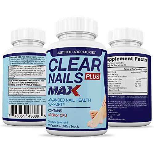 Justified Laboratories (3 Pack) Clear Nails Plus Max Pills 40 Billion CFU Probiotic 60 Caps Justified LaboratoriesUS supplements