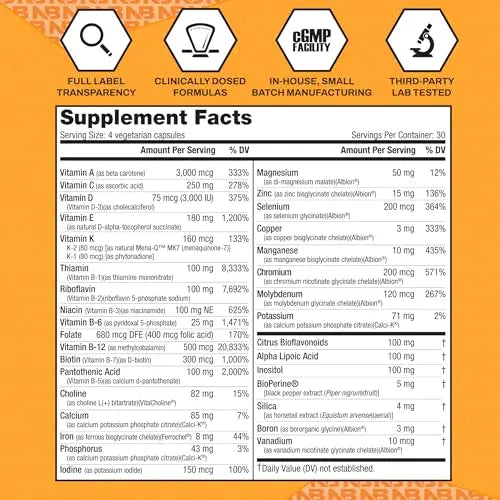 NutraBio Multisport for Men - Mens MultiVitamin - 33 Vitamins, Minerals, Micronutrients - Rich in Antioxidants NutraBioAu supplements