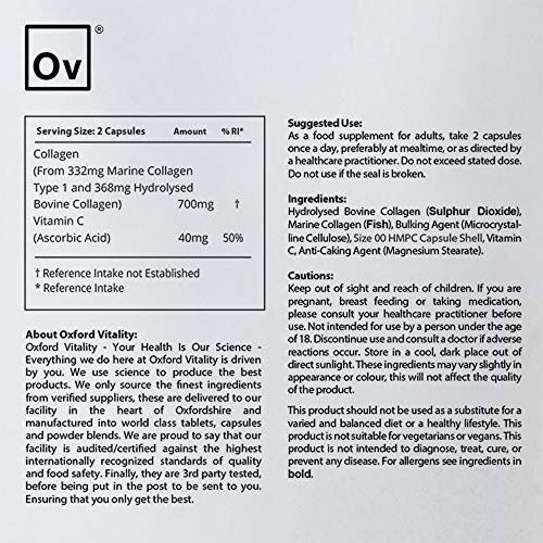 Collagen and Vitamin C Capsules | High Strength and Quality | Oxford Vitality (365) Ov OXFORD VITALITYUS supplements