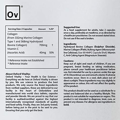 Collagen and Vitamin C Capsules | High Strength and Quality | Oxford Vitality (365) Ov OXFORD VITALITYUS supplements