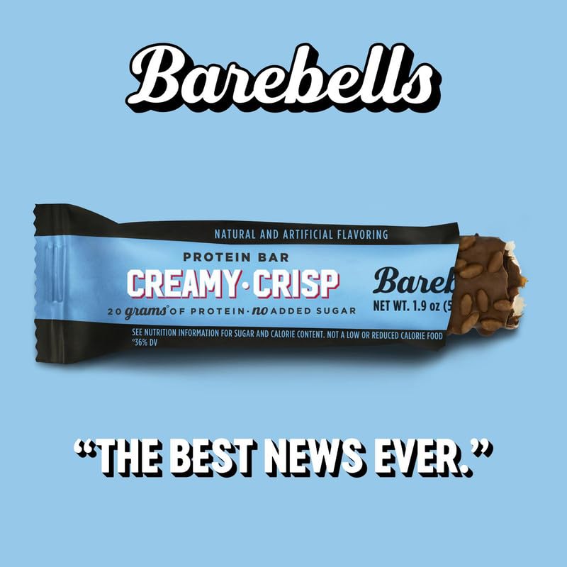 Barebells Protein Snacks Bars Creamy Crisp - 12 Count, 1.9oz Bars 55g of High Protein BAREBELLSUS supplements