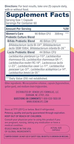 Renew Life Women's Probiotic Capsules, Supports pH Balance for Women, Vaginal Renew LifeUS supplements