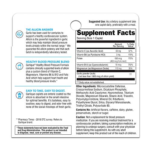 Garlique Garlic Extract Supplement, Healthy Blood Pressure Formula, Odorless & Vegan GarliqueAu supplements