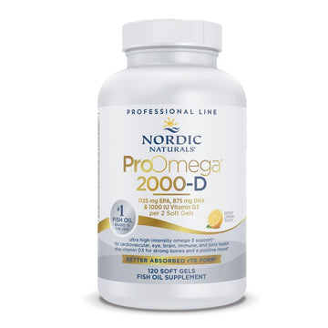 Nordic Naturals ProOmega 2000-D, Lemon Flavor - 120 Soft Gels - 2150 mg Omega-3 + 1000 IU D3 - Ultra High-Potency Fish Oil - EPA & DHA - Brain, Heart, & Immune Health - Non-GMO - 60 Servings Nordic NaturalsAu supplements