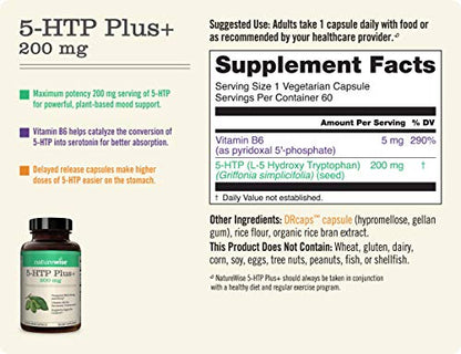 NatureWise 5-HTP 200Mg Mood Support, Natural Sleep Aid helps promote healthy NatureWiseUS supplements