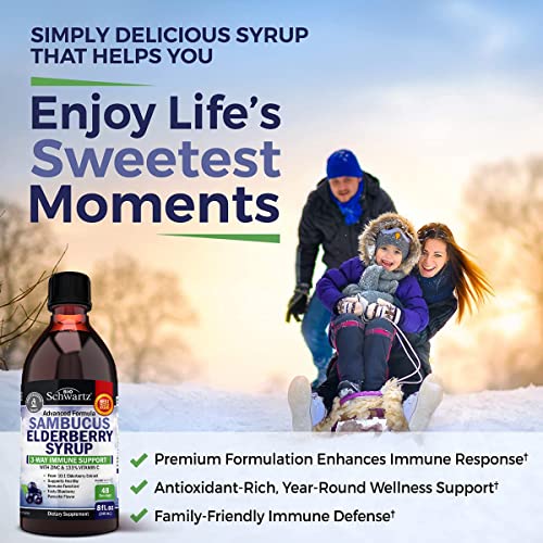 Elderberry Syrup for Kids and Adults - Natural Immune Support with Zinc and Vitamin C BioSchwartzUS supplements