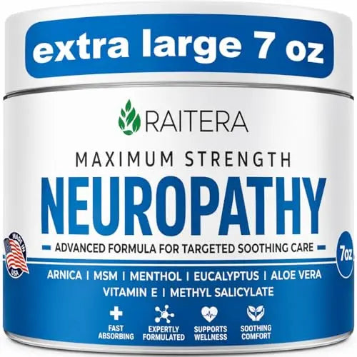 Raitera Neuropathy Cream – Extra Strength for Feet, Hands, Legs, Toes – Advanced Cooling Non-Greasy Fast Absorbing Formula - Natural Ingredients Frankincense, Arnica, Aloe Vera, Turmeric, MSM RaiteraAu supplements