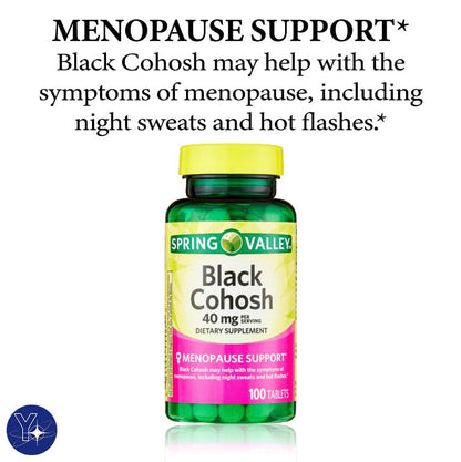 Black Cohosh Menopause Support Dietary Supplement Tablets Spring Valley YOLOMOLOUS supplements