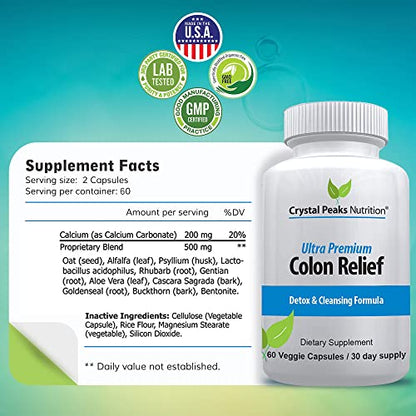 CRYSTAL PEAKS NUTRITION Natural Colon Cleanser Capsules for Constipation Relief CRYSTAL PEAKS NUTRITIONUS supplements