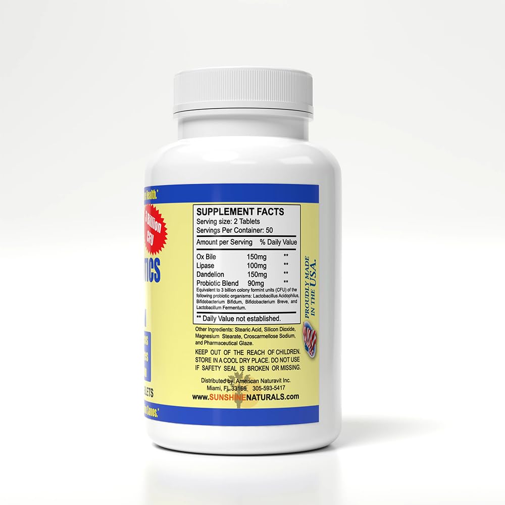 Sunshine Naturals Super Probiotics Supplement. Improves Digestion, Gut Health, Immune System Support, and Healthy Bowel Function. Promotes Healthy Flora. 100 Capsules. Sunshine NaturalsAu supplements