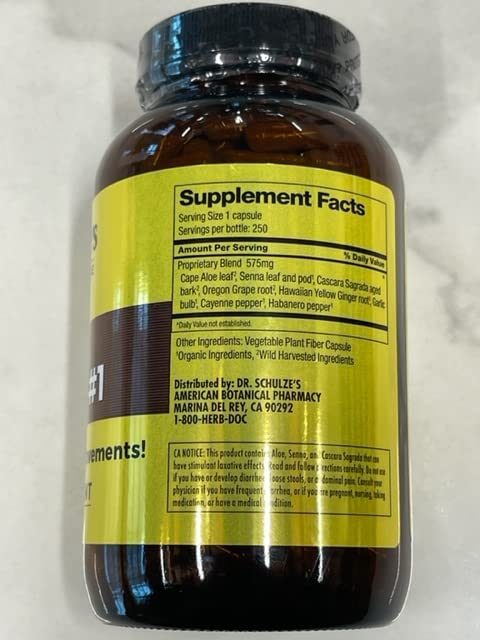 Dr. Schulze's Intestinal Formula #1 - Bowel Movement Supplement for Colon Health Support - Bloating & Constipation Aid - Intestinal Cleanse - All-Natural - Plant-Based - Vegan - 250 Count Dr. Schulze'sAu supplements