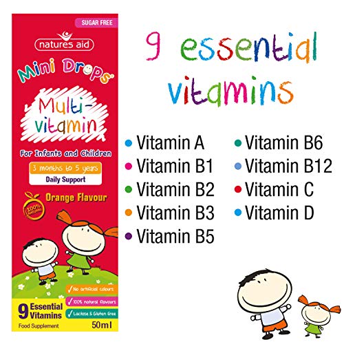 Natures Aid Mini Drops Multi-vitamin for Infants and Children, Sugar Free, 50 ml Natures AidUS supplements