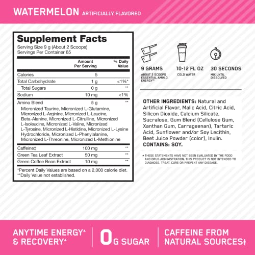 Optimum Nutrition Amino Energy - Pre Workout with Green Tea, BCAA, Amino Acids Optimum NutritionUS supplements