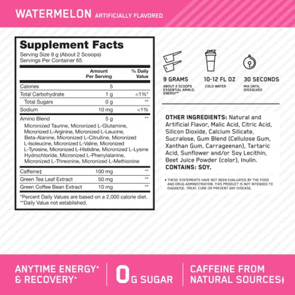 Optimum Nutrition Amino Energy - Pre Workout with Green Tea, BCAA, Amino Acids Optimum NutritionUS supplements