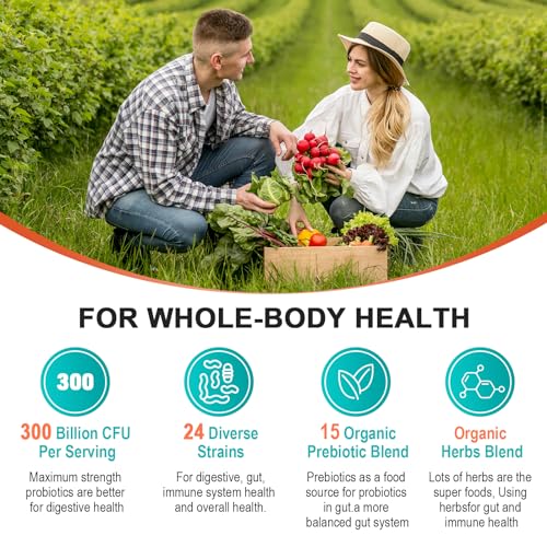Probiotics for Women & Men - 300 Billion CFU & 24 Strains Probiotic with 15 Organic Herbs CfufulUS supplements
