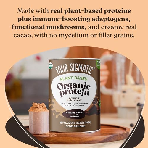 Four Sigmatic Organic Plant-Based Protein Powder Creamy Cacao Protein with Lion’s Mane Four SigmaticUS supplements