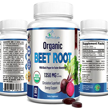 YUMMYVITE Organic Beet Root Powder Tablets - 1350mg with Black Pepper for Faster YUMMYVITEAu supplements