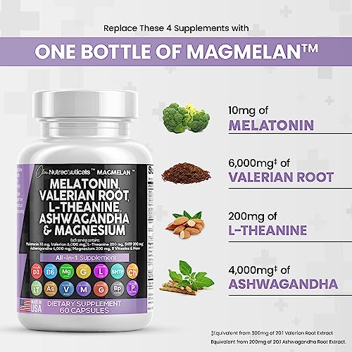 Melatonin 10mg Valerian Root 6000mg L Theanine 200mg Ashwagandha Clean NutraceuticalsUS supplements