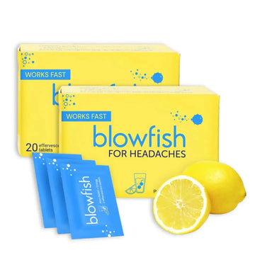 Blowfish for Headaches | Maximum Strength Effervescent Pain Relief Tablets – Treats Headaches Fast, 2X Faster Than Pills – Lemon Flavor (2 Pack) BlowfishAu supplements
