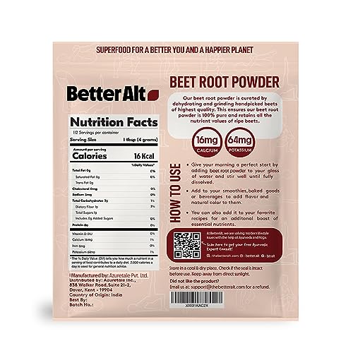 Better Alt Beet Root Powder - 16oz, 100% Natural Nitric Oxide Booster, Beet Juice Powder Better AltAu supplements